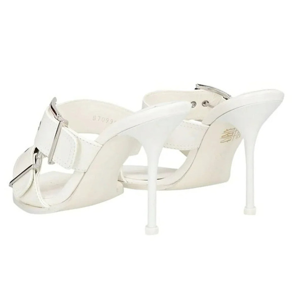 Alexander McQueen Women's White Double Buckle Punk Mules Size 41 (MSRP $1,090) - Picture 2 of 12